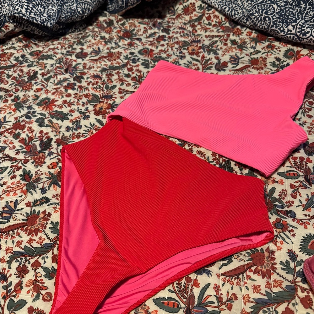 Beach Riot Vibrant Red and Pink Swimwear